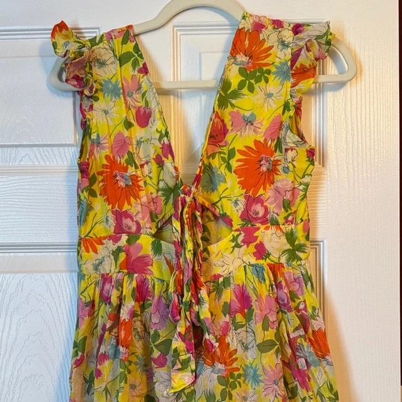 Banjanan Yellow and Pink Floral Midi Dress - Picture 4 of 5